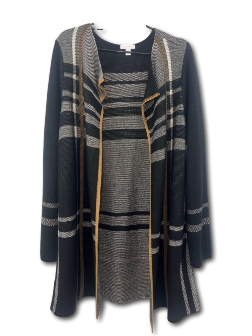 Charter Club Open Front Cardigan Neutral Plaid Women’s Size XL Office Wear